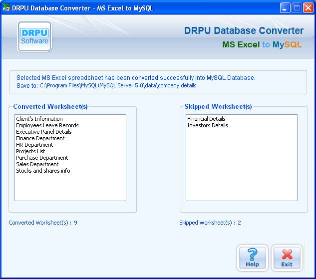 MS Excel to MySQL Database Converter