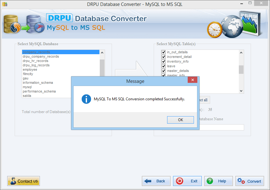 MySQL to MS SQL Database Converter